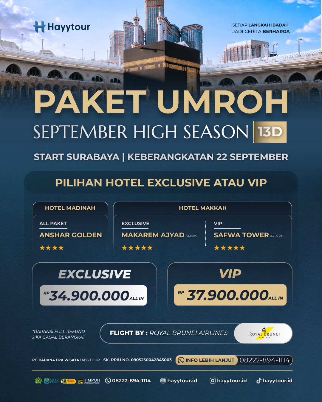 UMROH EXCLUSIVE HIGH SEASON SEPTEMBER